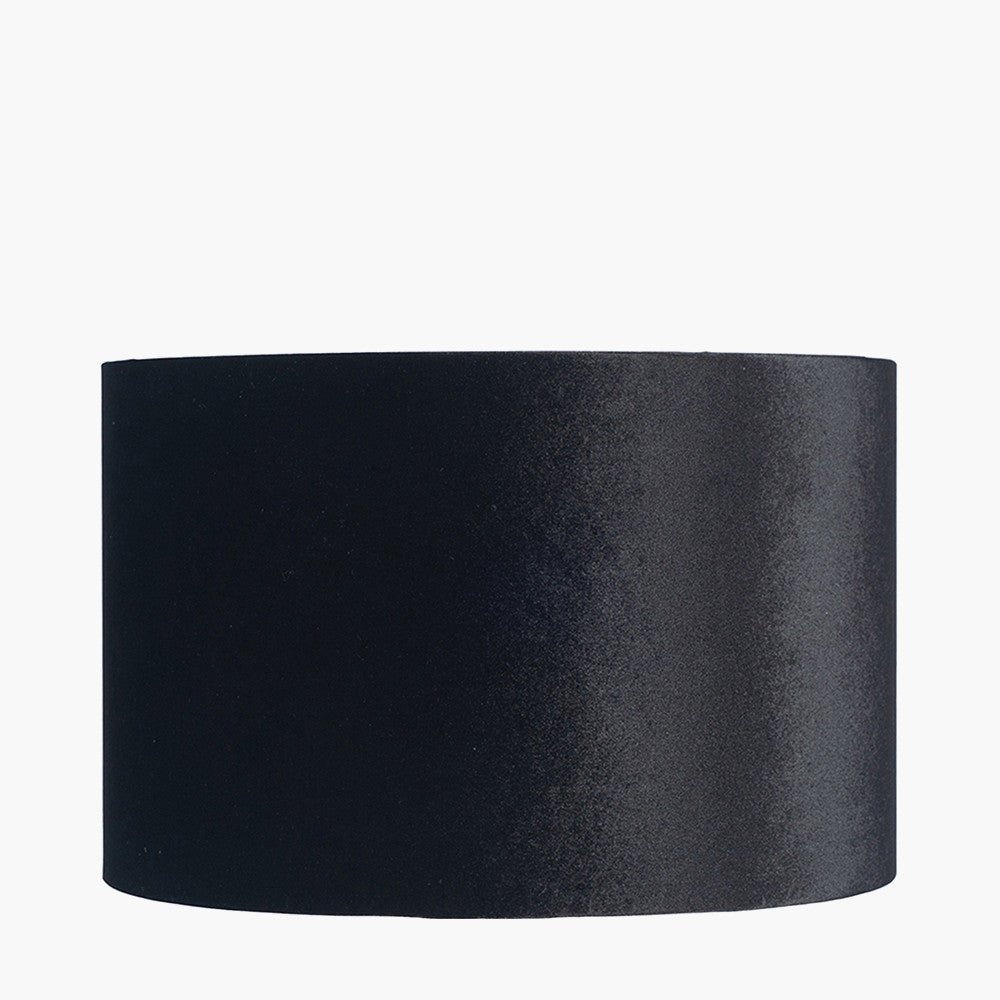 Bow 30cm Black Velvet Cylinder Lampshade